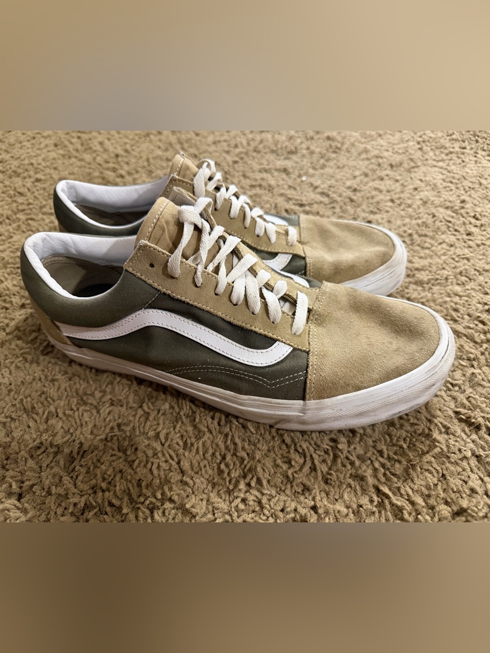 Vans Old Skool Low-Top Sneakers - Olive & Tan 12